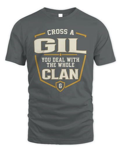 GIL NT1-K008 Cross A/An NAME, You Deal With the Whole Clan | Personalized Vintage T-Shirt - Unisex Standard T-Shirt - Charcoal