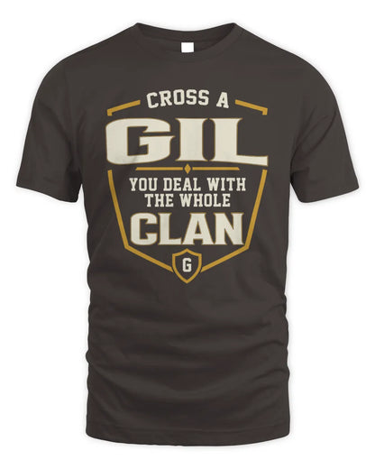 GIL NT1-K008 Cross A/An NAME, You Deal With the Whole Clan | Personalized Vintage T-Shirt - Unisex Standard T-Shirt - Dark Chocolate