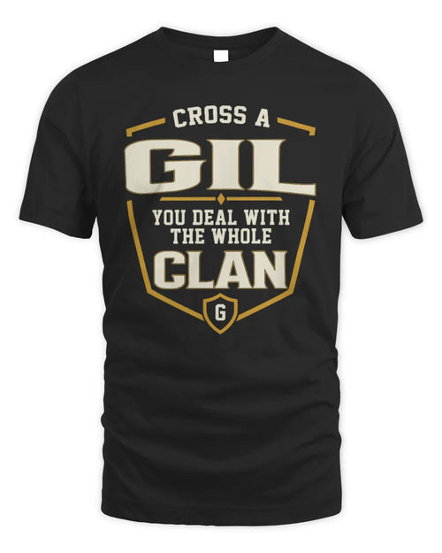 GIL NT1-K008 Cross A/An NAME, You Deal With the Whole Clan | Personalized Vintage T-Shirt - Unisex Standard T-Shirt - Black