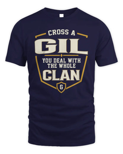 GIL NT1-K008 Cross A/An NAME, You Deal With the Whole Clan | Personalized Vintage T-Shirt - Unisex Standard T-Shirt - Navy
