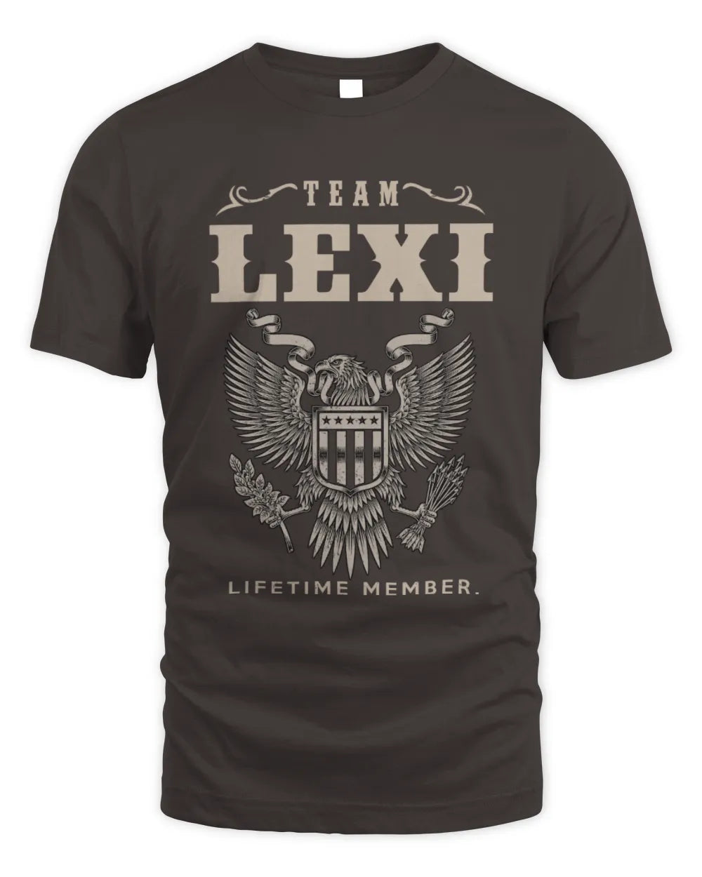 LEXI TP06-K82 – Personalized Classic Style Apparel “Team NAME Lifetime Member” - Unisex Standard T-Shirt - Dark Chocolate