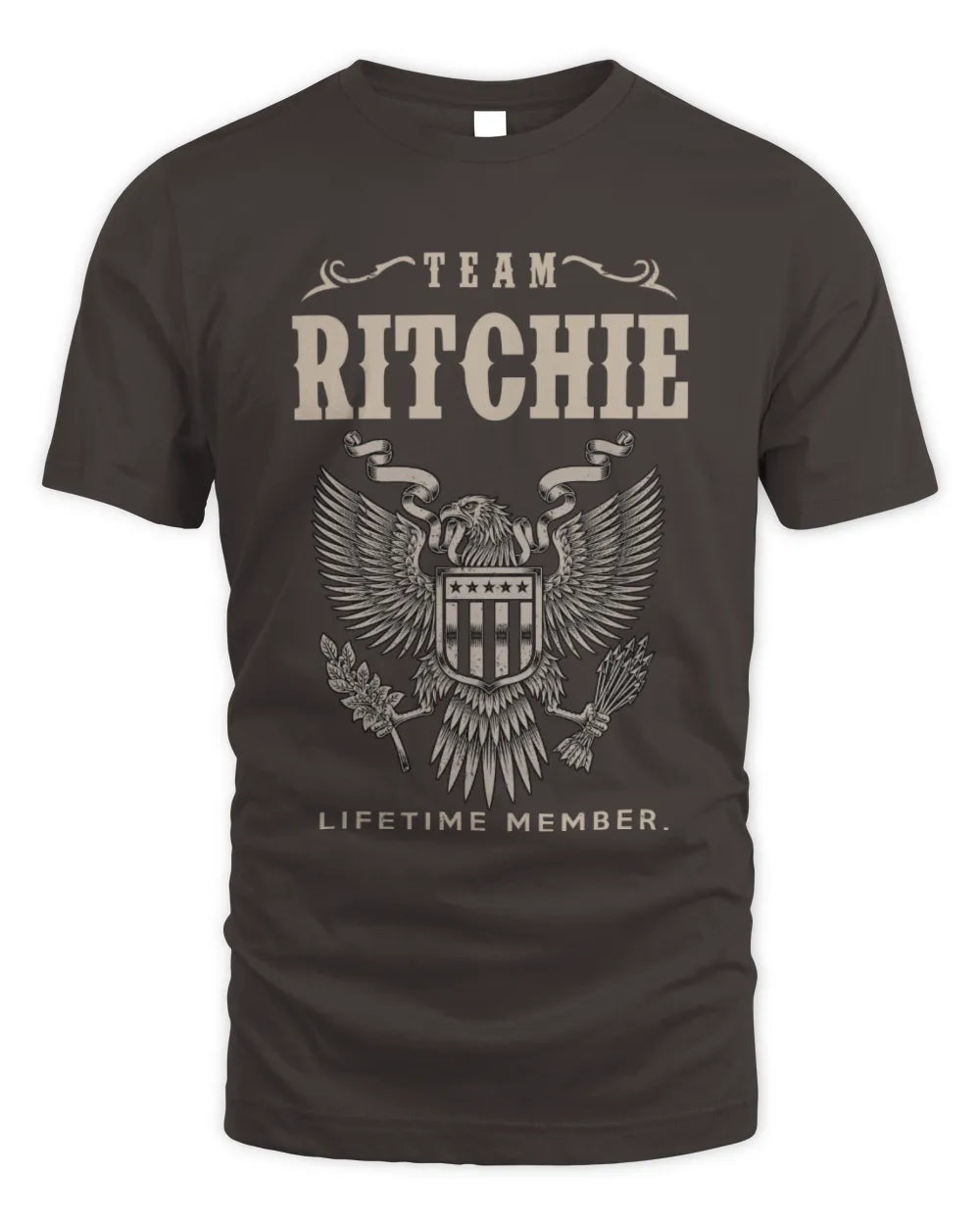 RITCHIE TP06-K82 – Personalized Classic Style Apparel “Team NAME Lifetime Member” - Unisex Standard T-Shirt - Dark Chocolate