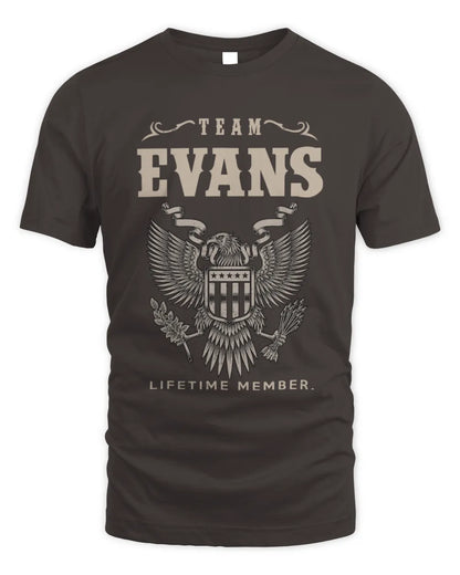 EVANS TP06-K82 – Personalized Classic Style Apparel “Team NAME Lifetime Member” - Unisex Standard T-Shirt - Dark Chocolate