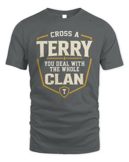 TERRY NT1-K008 Cross A/An NAME, You Deal With the Whole Clan | Personalized Vintage T-Shirt - Unisex Standard T-Shirt - Charcoal