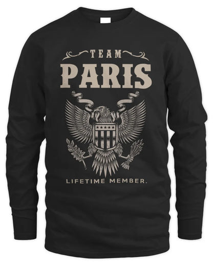 PARIS TP06-K82 – Personalized Classic Style Apparel “Team NAME Lifetime Member” - Men's Long Sleeved T-Shirt - Black