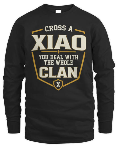 XIAO NT1-K008 Cross A/An NAME, You Deal With the Whole Clan | Personalized Vintage T-Shirt - Men's Long Sleeved T-Shirt - Black