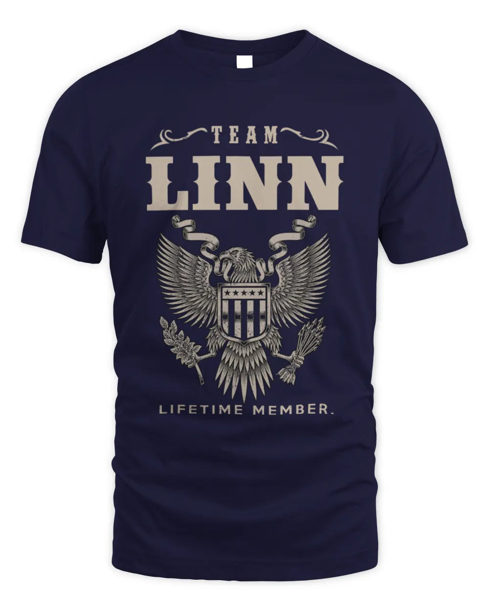 LINN TP06-K82 – Personalized Classic Style Apparel “Team NAME Lifetime Member” - Unisex Standard T-Shirt - Navy