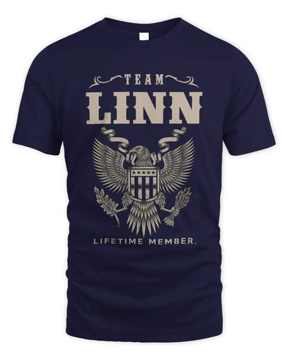 LINN TP06-K82 – Personalized Classic Style Apparel “Team NAME Lifetime Member” - Unisex Standard T-Shirt - Navy