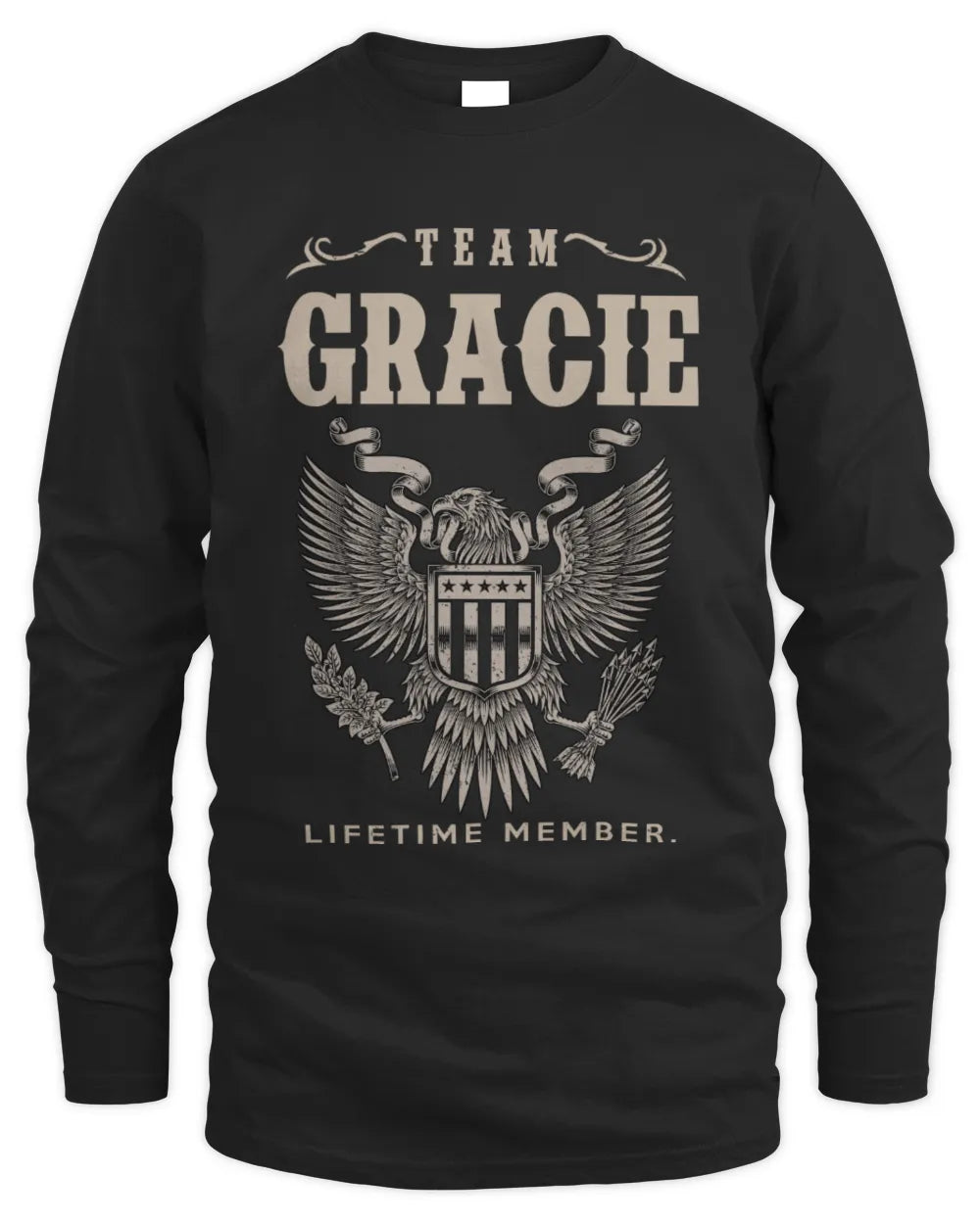 GRACIE TP06-K82 – Personalized Classic Style Apparel “Team NAME Lifetime Member” - Men's Long Sleeved T-Shirt - Black