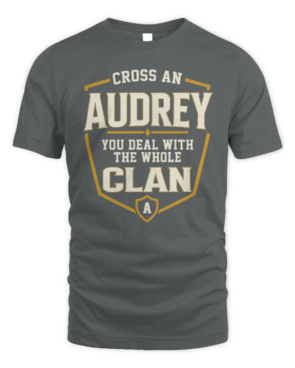 AUDREY NT1-K008 Cross A/An NAME, You Deal With the Whole Clan | Personalized Vintage T-Shirt - Unisex Standard T-Shirt - Charcoal