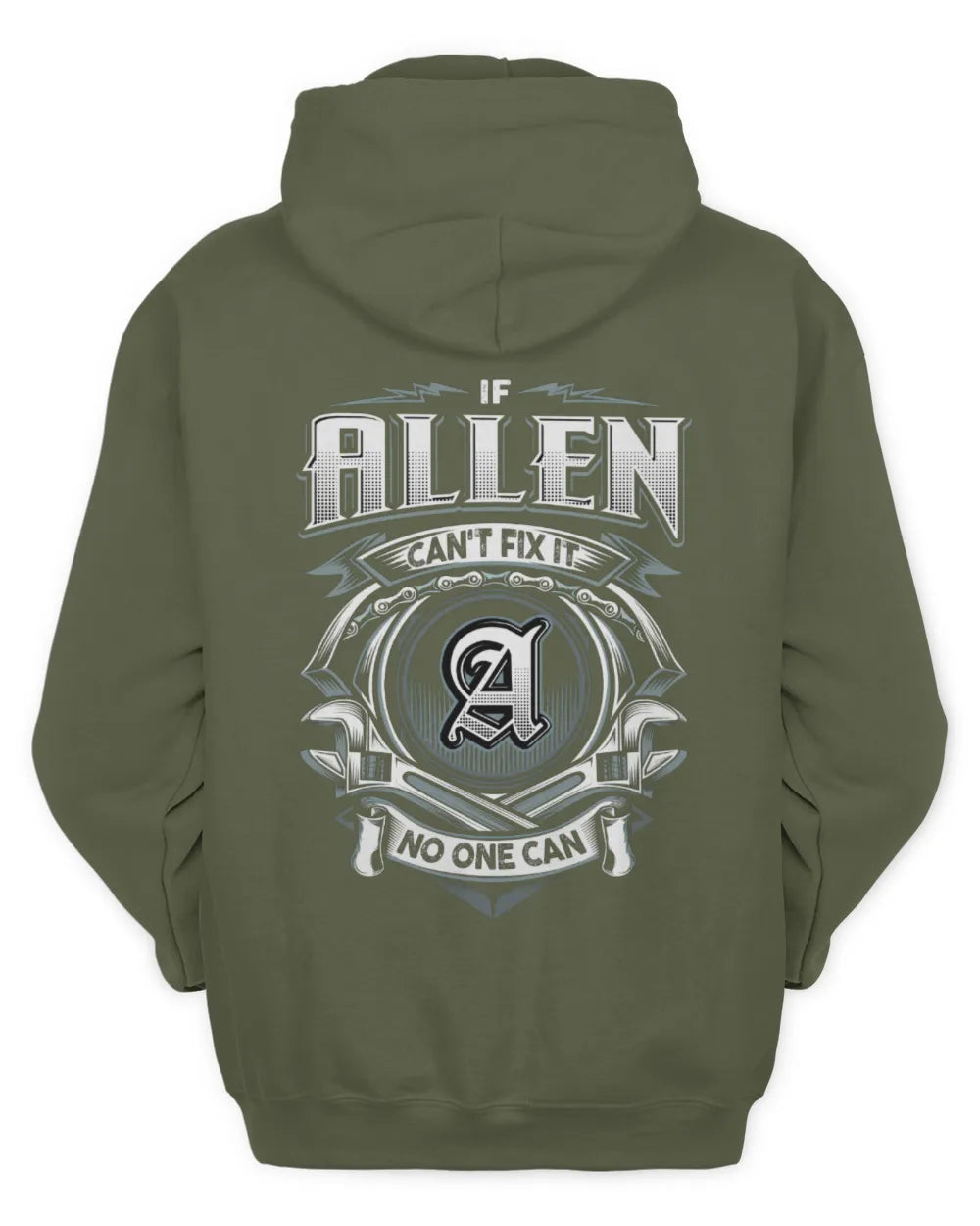 ALLEN AP81-K4-626 - Personalized Ahmed Quote Apparel “If Ahmed Can't Fix It, No One Can” - Unisex Hoodie - Military Green