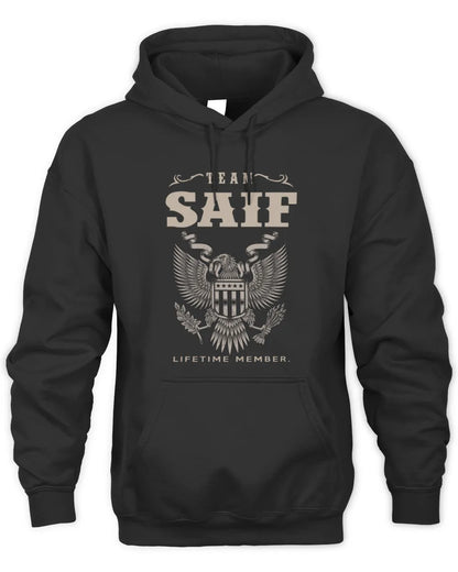 SAIF TP06-K82 – Personalized Classic Style Apparel “Team NAME Lifetime Member” - Unisex Hoodie - Black
