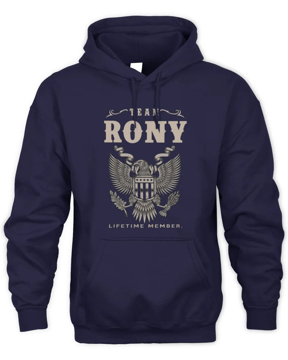 RONY TP06-K82 – Personalized Classic Style Apparel “Team NAME Lifetime Member” - Unisex Hoodie - Navy