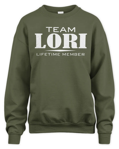 LORI BL62-K4-128 - Personalized “Team NAME Lifetime Member” - Unisex Sweatshirt - Military Green