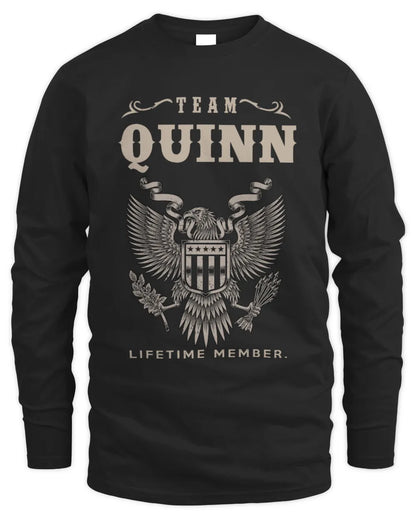 QUINN TP06-K82 – Personalized Classic Style Apparel “Team NAME Lifetime Member” - Men's Long Sleeved T-Shirt - Black