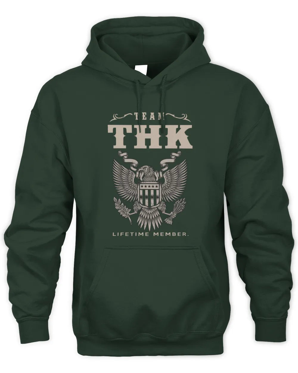 THK TP06-K82 – Personalized Classic Style Apparel “Team NAME Lifetime Member” - Unisex Hoodie - Forest Green