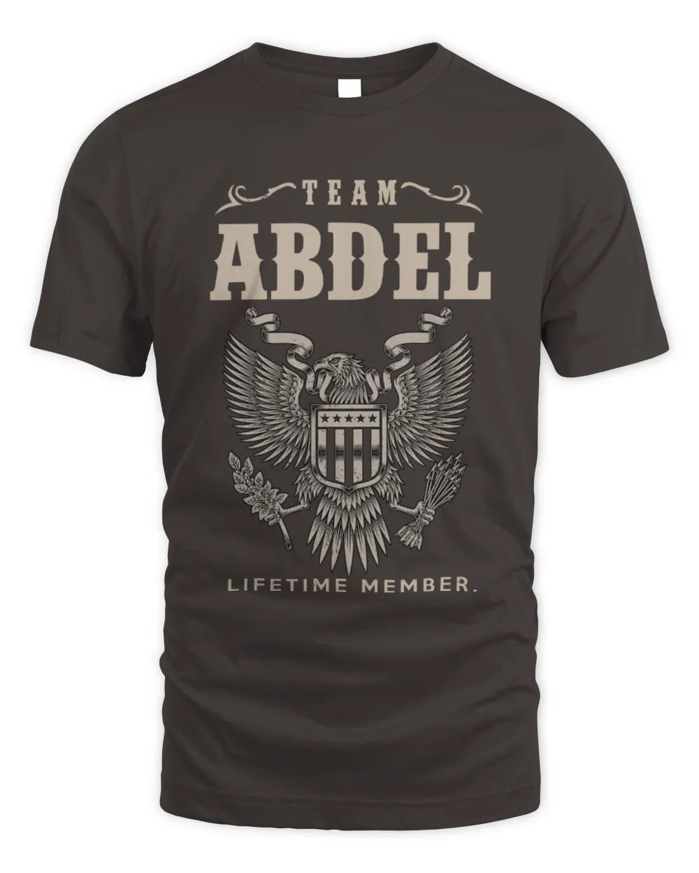 ABDEL TP06-K82 – Personalized Classic Style Apparel “Team NAME Lifetime Member” - Unisex Standard T-Shirt - Dark Chocolate