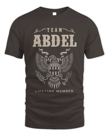 ABDEL TP06-K82 – Personalized Classic Style Apparel “Team NAME Lifetime Member” - Unisex Standard T-Shirt - Dark Chocolate