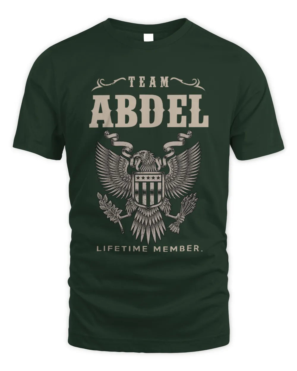 ABDEL TP06-K82 – Personalized Classic Style Apparel “Team NAME Lifetime Member” - Unisex Standard T-Shirt - Forest Green