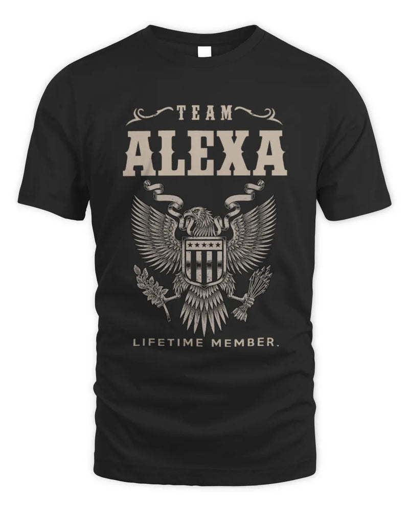 ALEXA TP06-K82 – Personalized Classic Style Apparel “Team NAME Lifetime Member” - Unisex Standard T-Shirt - Black