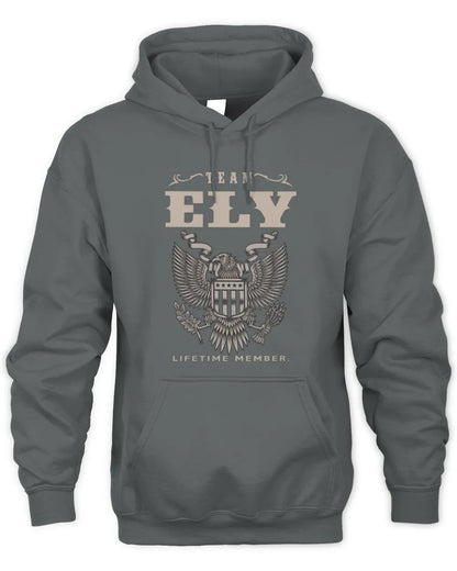 ELY TP06-K82 – Personalized Classic Style Apparel “Team NAME Lifetime Member” - Unisex Hoodie - Charcoal
