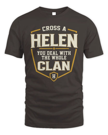 HELEN NT1-K008 Cross A/An NAME, You Deal With the Whole Clan | Personalized Vintage T-Shirt - Unisex Standard T-Shirt - Dark Chocolate