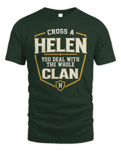 HELEN NT1-K008 Cross A/An NAME, You Deal With the Whole Clan | Personalized Vintage T-Shirt - Unisex Standard T-Shirt - Forest Green