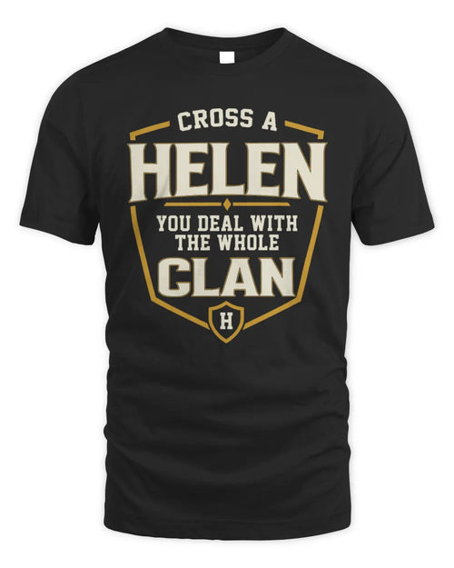 HELEN NT1-K008 Cross A/An NAME, You Deal With the Whole Clan | Personalized Vintage T-Shirt - Unisex Standard T-Shirt - Black