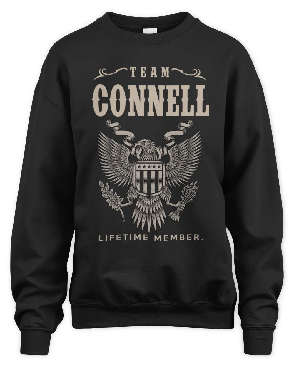 CONNELL TP06-K82 – Personalized Classic Style Apparel “Team NAME Lifetime Member” - Unisex Sweatshirt - Black