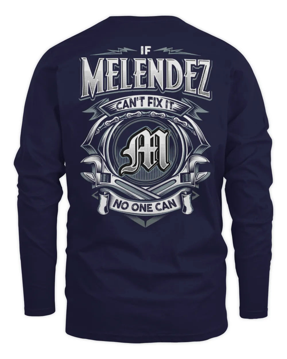 MELENDEZ AP81-K4-626 - Personalized Ahmed Quote Apparel “If Ahmed Can't Fix It, No One Can” - Men's Long Sleeved T-Shirt - Navy