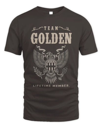 GOLDEN TP06-K82 – Personalized Classic Style Apparel “Team NAME Lifetime Member” - Unisex Standard T-Shirt - Dark Chocolate