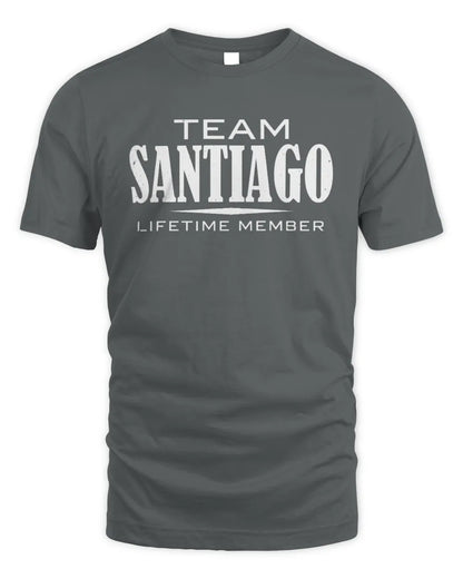 SANTIAGO BL62-K4-128 - Personalized “Team NAME Lifetime Member” - Unisex Standard T-Shirt - Charcoal