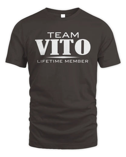 VITO BL62-K4-128 - Personalized “Team NAME Lifetime Member” - Unisex Standard T-Shirt - Dark Chocolate