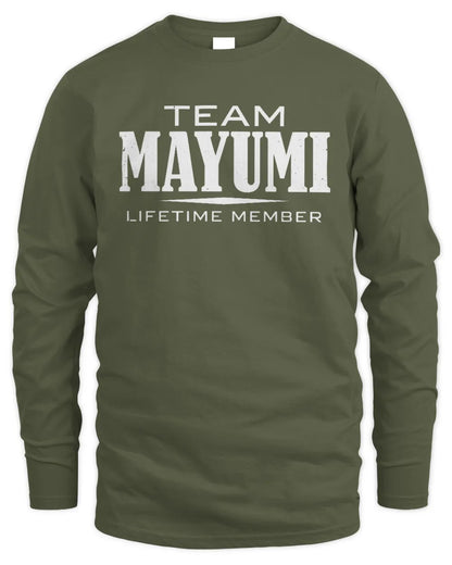 MAYUMI BL62-K4-128 - Personalized “Team NAME Lifetime Member” - Men's Long Sleeved T-Shirt - Military Green