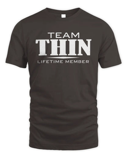 THIN BL62-K4-128 - Personalized “Team NAME Lifetime Member” - Unisex Standard T-Shirt - Dark Chocolate