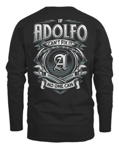 ADOLFO AP81-K4-626 - Personalized Ahmed Quote Apparel “If Ahmed Can't Fix It, No One Can” - Men's Long Sleeved T-Shirt - Black