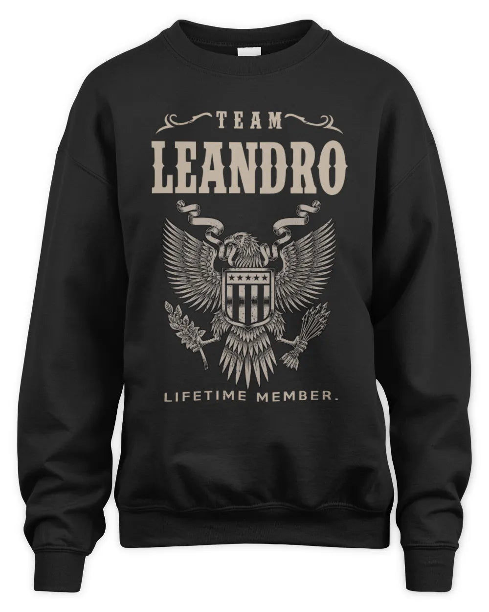 LEANDRO TP06-K82 – Personalized Classic Style Apparel “Team NAME Lifetime Member” - Unisex Sweatshirt - Black
