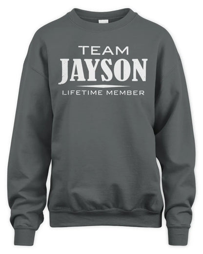 JAYSON BL62-K4-128 - Personalized “Team NAME Lifetime Member” - Unisex Sweatshirt - Charcoal