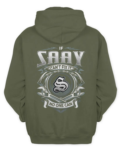 SAAY AP81-K4-626 - Personalized Ahmed Quote Apparel “If Ahmed Can't Fix It, No One Can” - Unisex Hoodie - Military Green