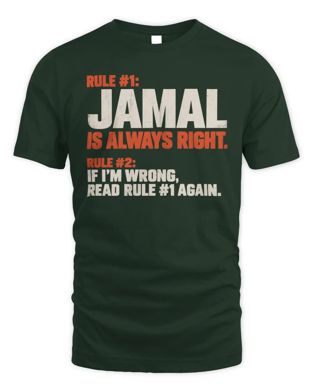 JAMAL NP1-H006 
Always Right Personalized Name T-Shirt – Funny Custom Name Shirt - Unisex Standard T-Shirt - Forest Green