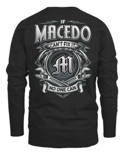 MACEDO AP81-K4-626 - Personalized Ahmed Quote Apparel “If Ahmed Can't Fix It, No One Can” - Men's Long Sleeved T-Shirt - Black