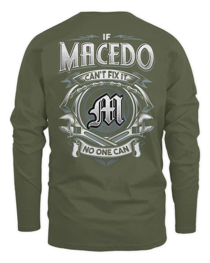 MACEDO AP81-K4-626 - Personalized Ahmed Quote Apparel “If Ahmed Can't Fix It, No One Can” - Men's Long Sleeved T-Shirt - Military Green