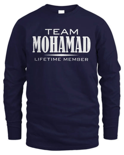 MOHAMAD BL62-K4-128 - Personalized “Team NAME Lifetime Member” - Men's Long Sleeved T-Shirt - Navy