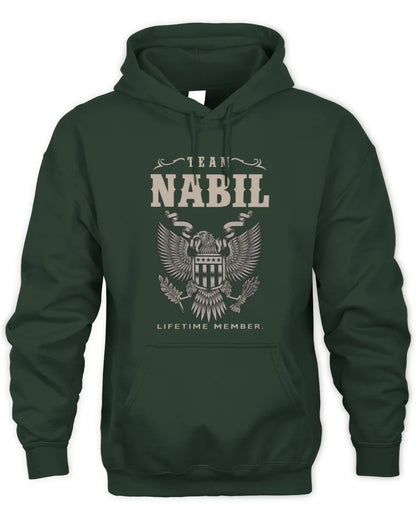 NABIL TP06-K82 – Personalized Classic Style Apparel “Team NAME Lifetime Member” - Unisex Hoodie - Forest Green