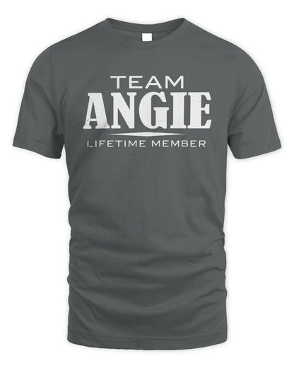 ANGIE BL62-K4-128 - Personalized “Team NAME Lifetime Member” - Unisex Standard T-Shirt - Charcoal
