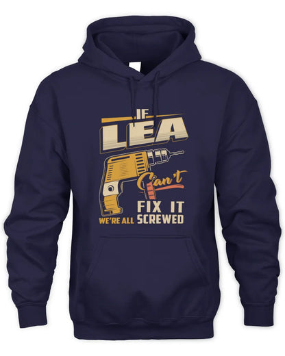 LEA TP22-K4-228 - Personalized Handyman T-Shirt “If AARON Can’t Fix It, We’re All Screwed” - Unisex Hoodie - Navy