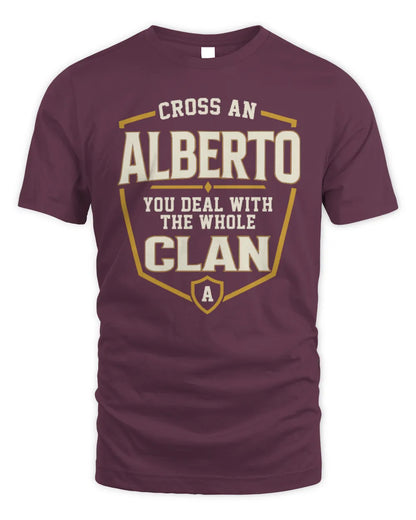 ALBERTO NT1-K008 Cross A/An NAME, You Deal With the Whole Clan | Personalized Vintage T-Shirt - Unisex Standard T-Shirt - Maroon