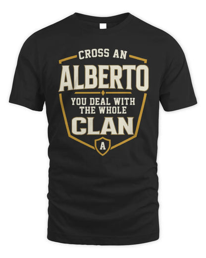 ALBERTO NT1-K008 Cross A/An NAME, You Deal With the Whole Clan | Personalized Vintage T-Shirt - Unisex Standard T-Shirt - Black
