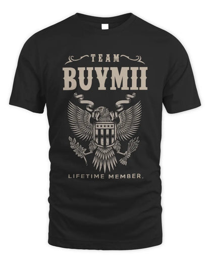 BUYMII TP06-K82 – Personalized Classic Style Apparel “Team NAME Lifetime Member” - Unisex Standard T-Shirt - Black