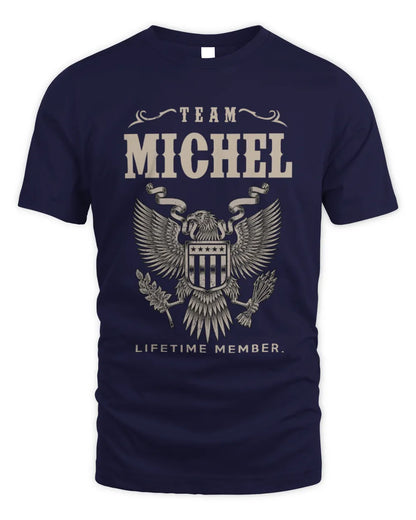 MICHEL TP06-K82 – Personalized Classic Style Apparel “Team NAME Lifetime Member” - Unisex Standard T-Shirt - Navy